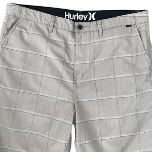 Hurley Golf Chino Plaid Shorts Men's Size 38 Khaki Checkered Flat‎ Front Pockets